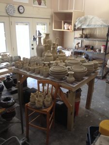 Apri 1st 2014 ready to load bisque kiln with greenware