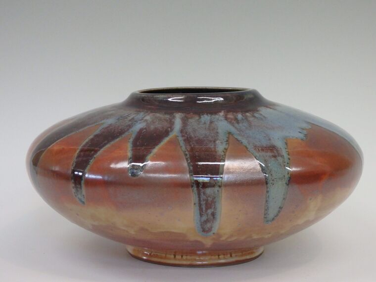 #350 low jar with stained glass