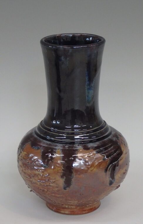 #364 textured vase with glass