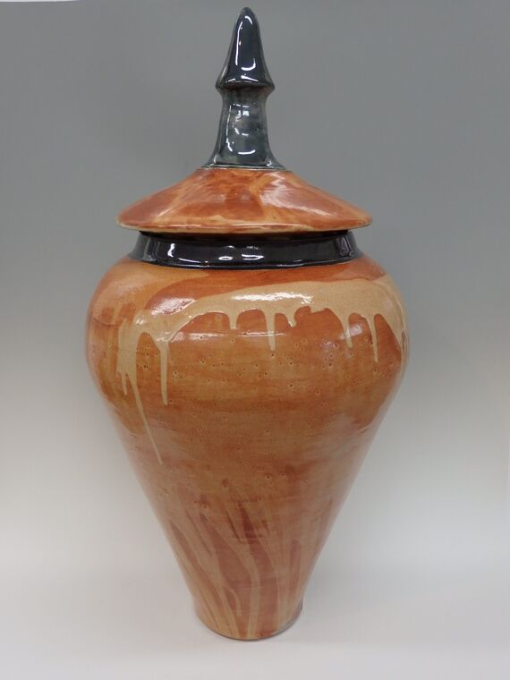 Item #329 Large Shino Lidded Jar