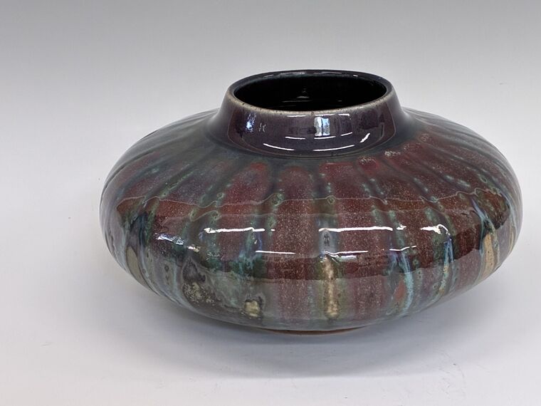 Low Wide Jar with Glass Accents
