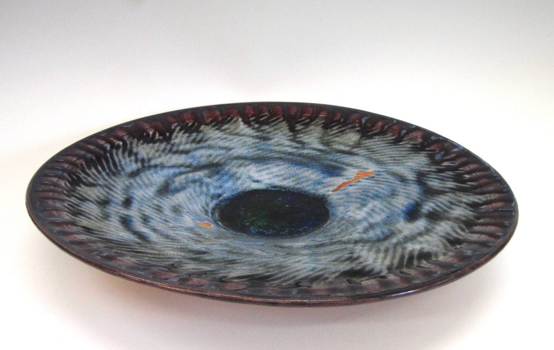Coffee Table Bowl with Stained Glass  3" x 16"   item # 260