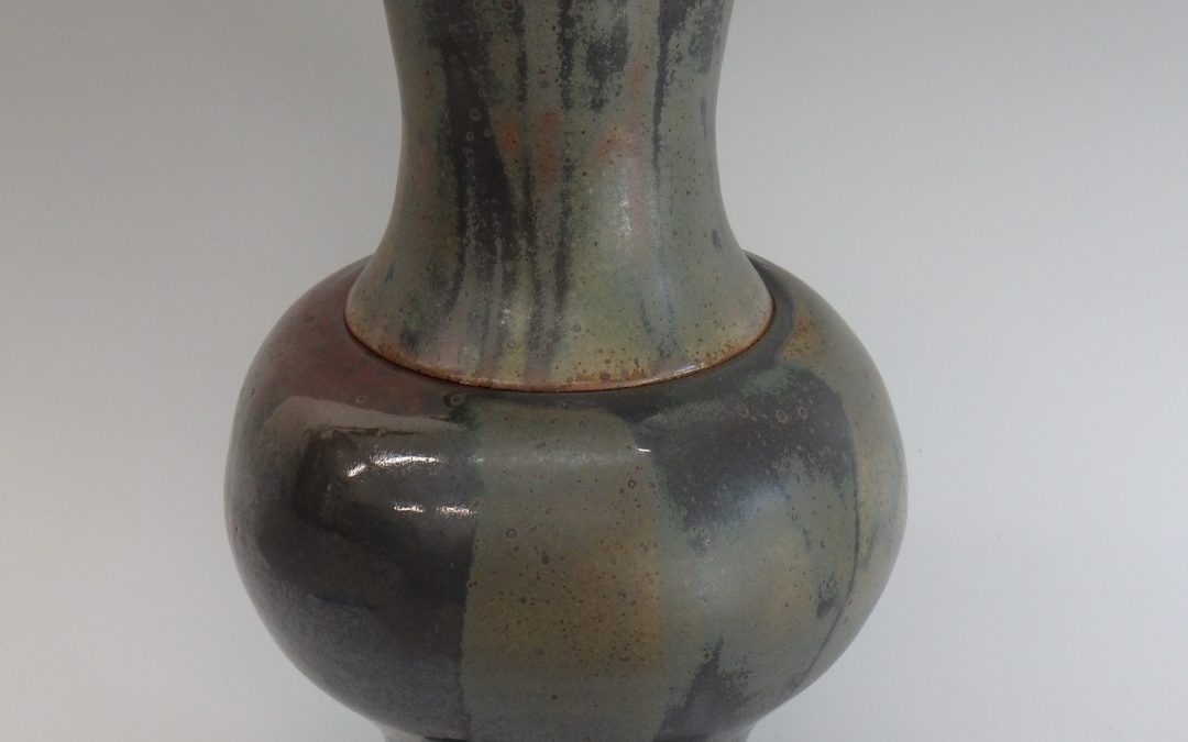 Item#298 Flared Lidded Vase  14 1/2" x 7 1/2"   $195