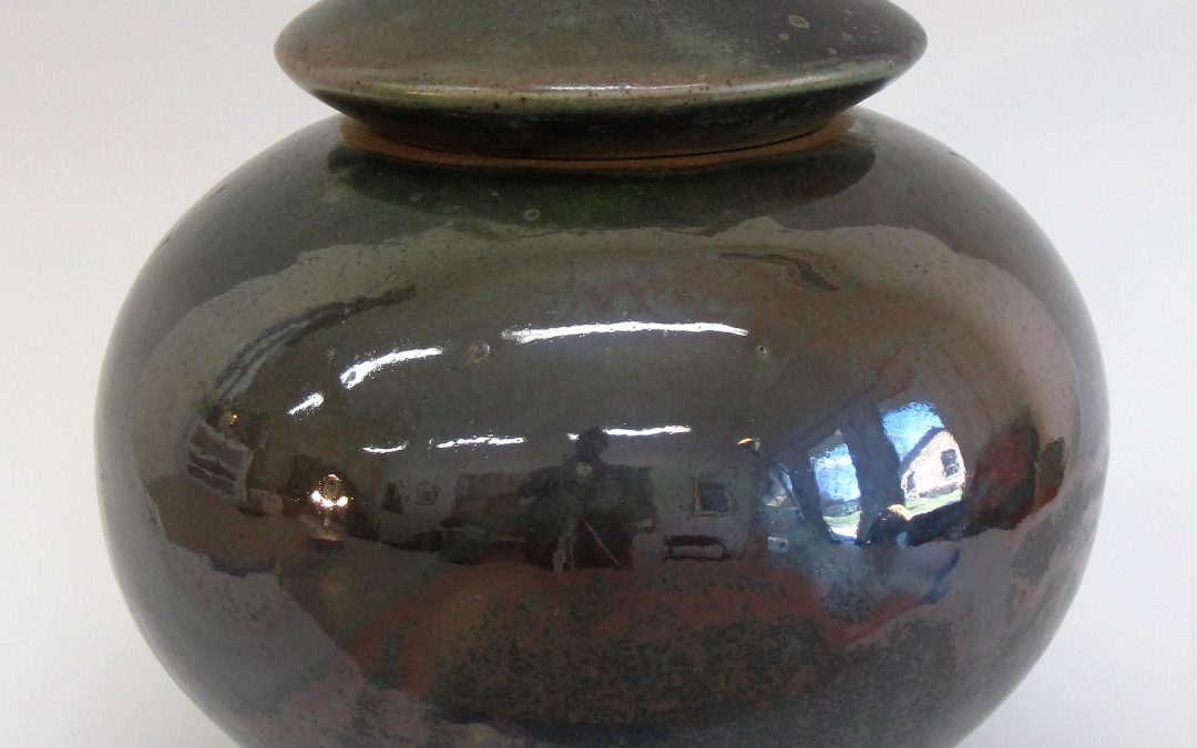 Item # 277  Lidded Jar  9’x 8 1/2"  $125