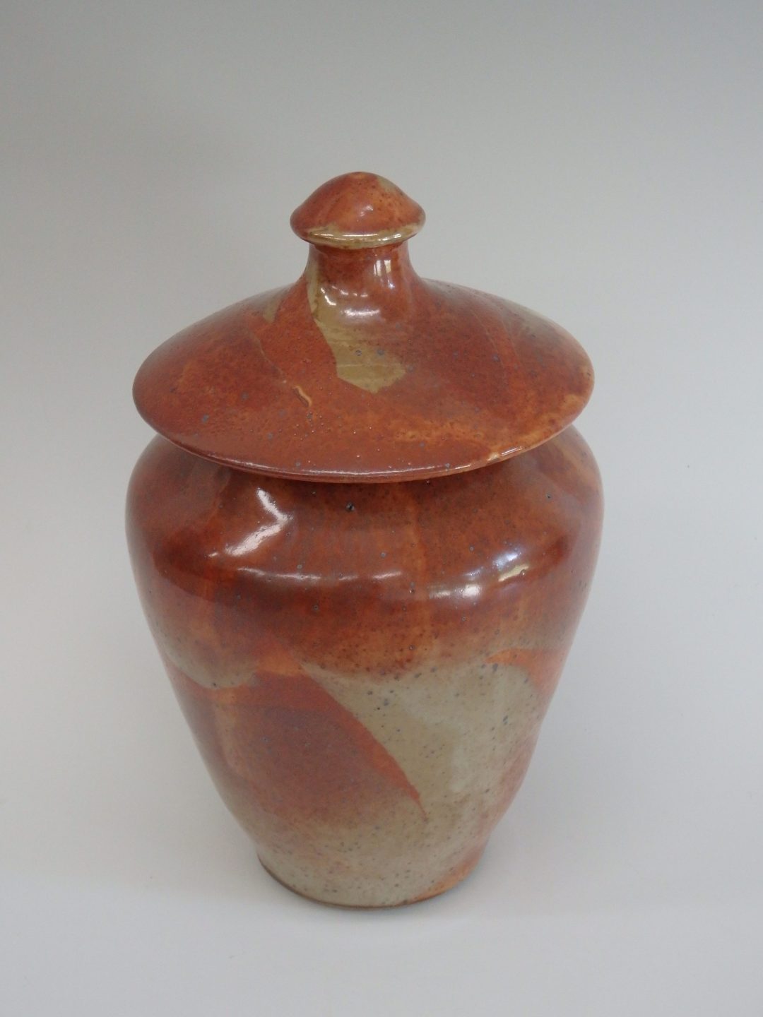 Item #299  Shino Lidded Vase  11" x6 1/2"   $145