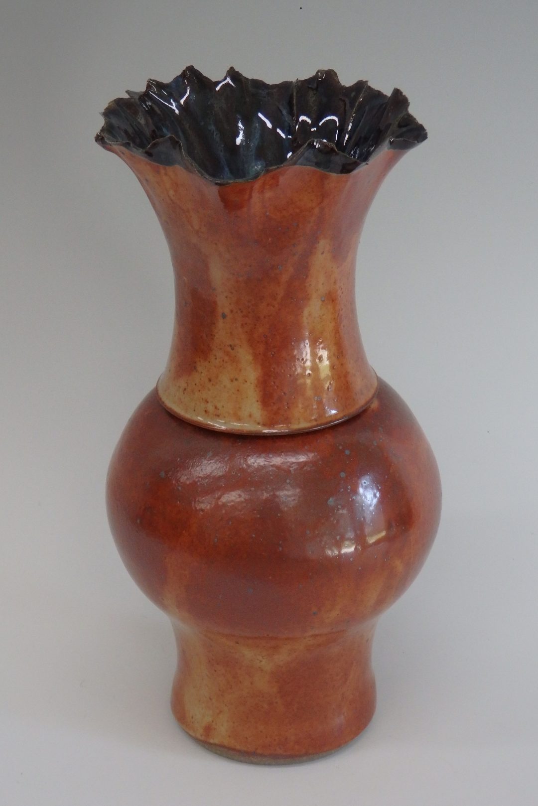 Item#304  Shino Flared Lidded Vase  11" x 5"   $125