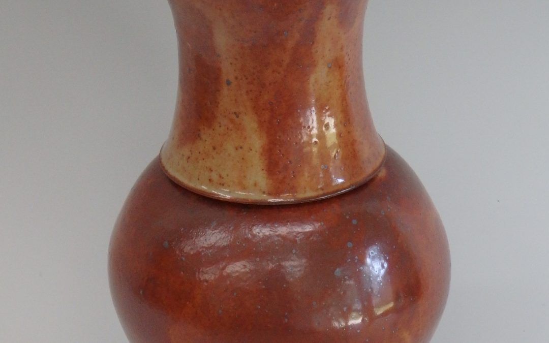 Item#304  Shino Flared Lidded Vase  11" x 5"   $125