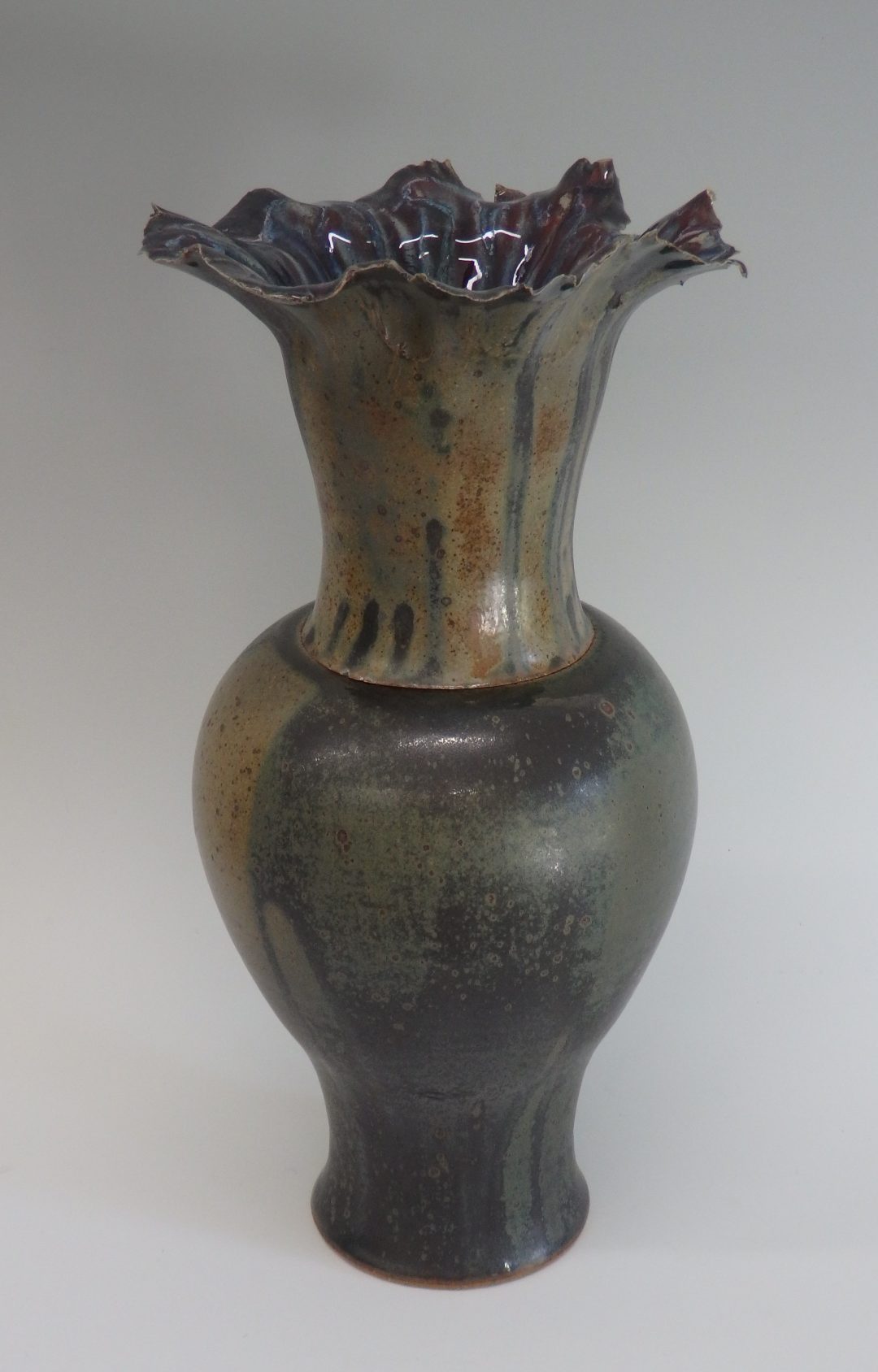 Item # 310  Flared Lidded Vase  14 1/2" x 6"   $175