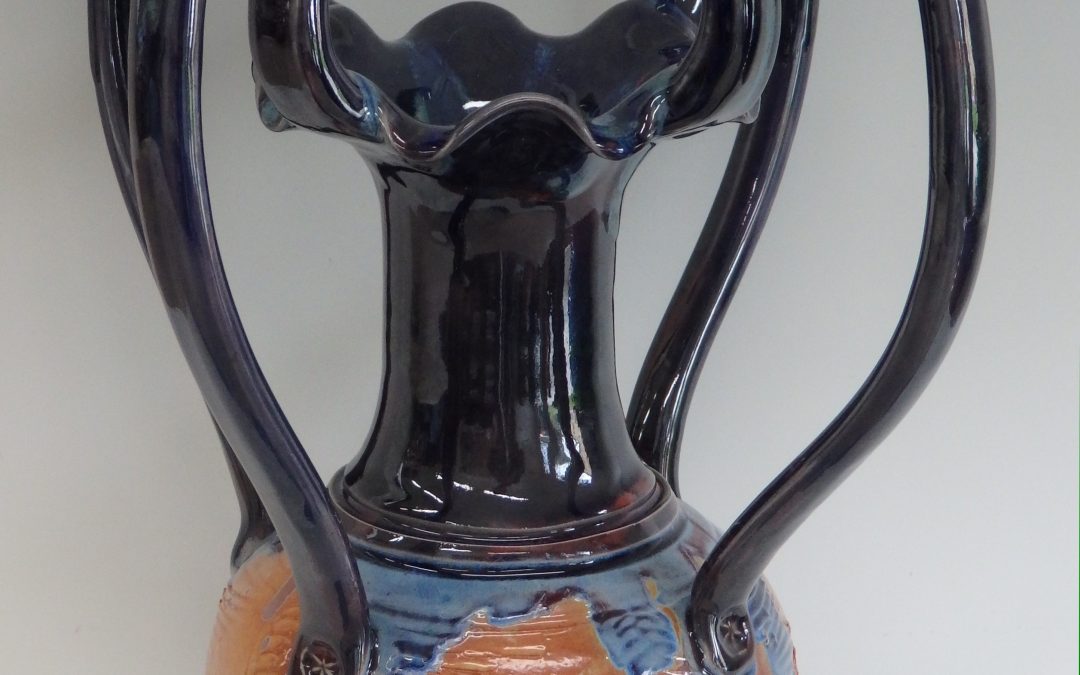 Item #319  Vase with handles 15"x 11 1/2"   $225