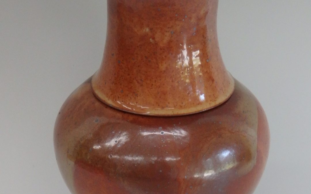 Item # 305  Shino Lidded Vase  11" x 5 1/2"   $125