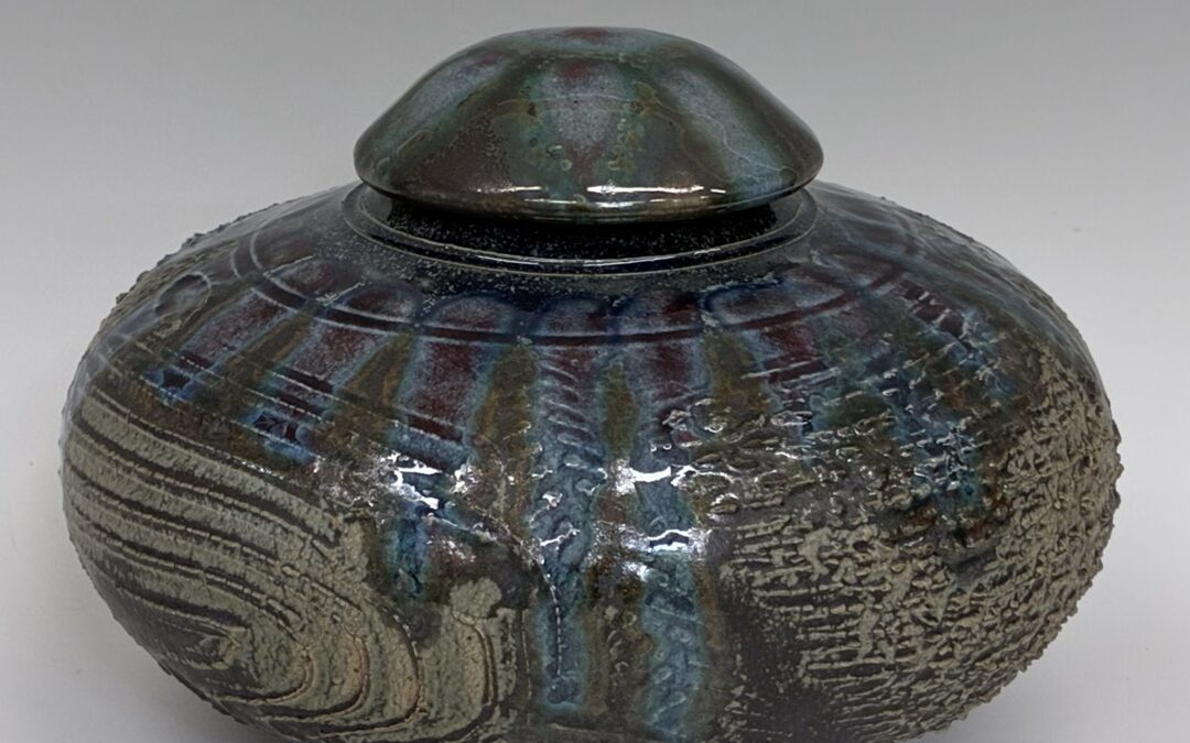 Low Wide Lidded Jar7″x10″  $245