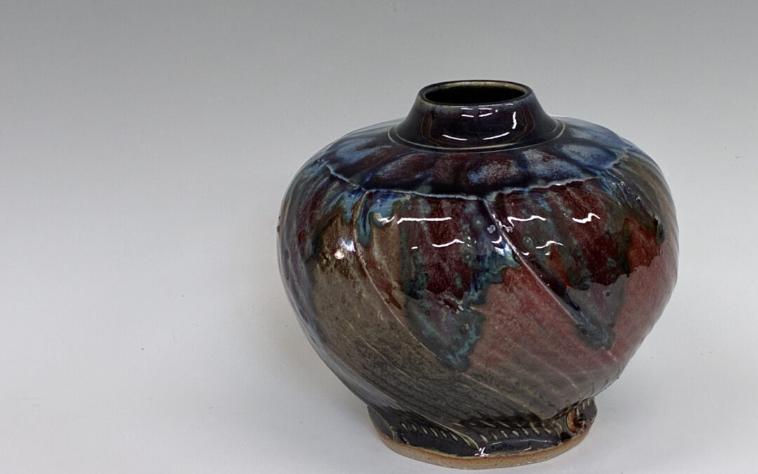 Jar with Glass Accents 6 1/2″x7″  $155
