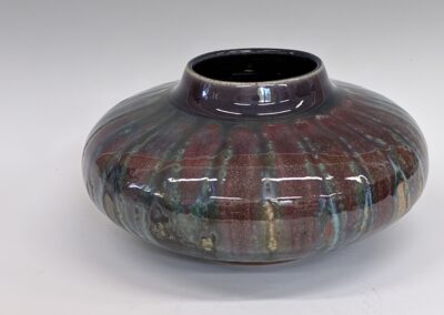 Low Wide Jar with Glass Accents  5 1/2″x 10″  $255